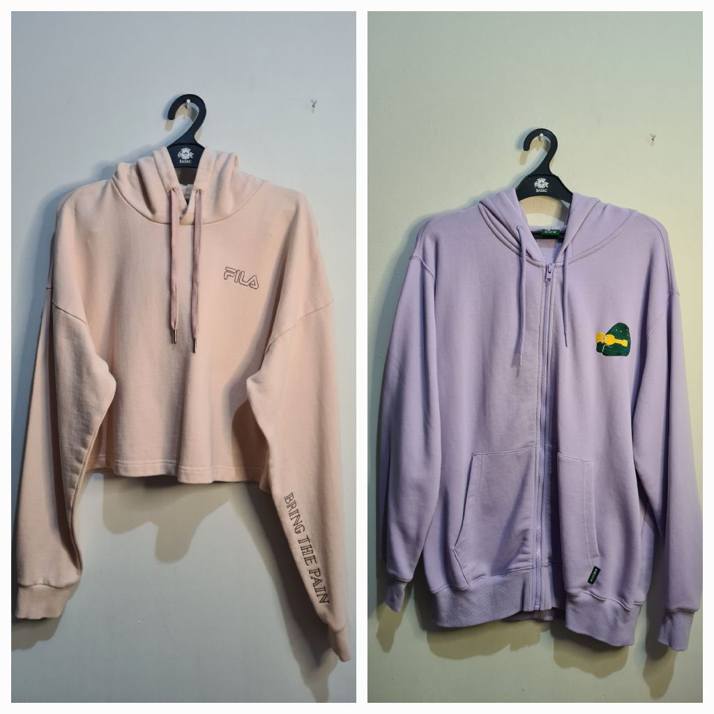 Fila Bring The Pain On In The Soop Peach Pink Purple Hoodie Jacket Jaket Kupluk Bertudung Pink Ungu 