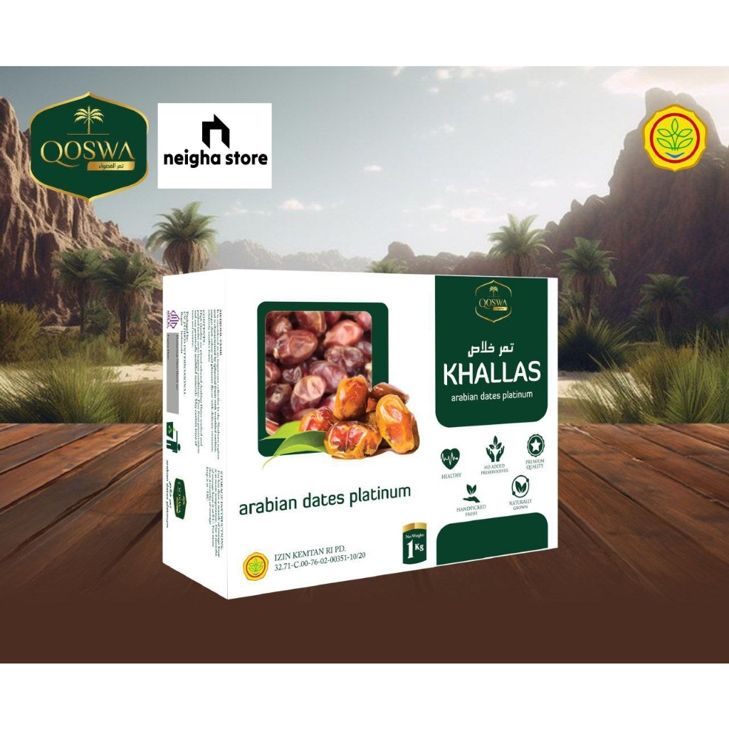 

Kurma KHALAS Qoswa Arabian Dates Platinum Premium Tekstur Tebal Manis Rasanya