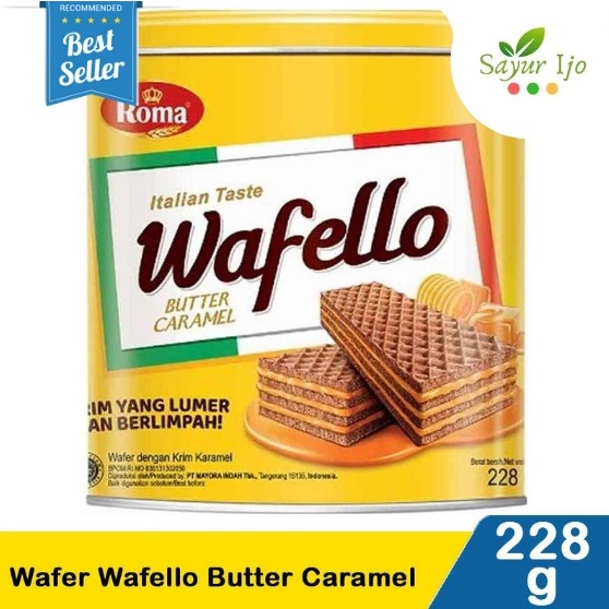 

WAFELLO Biscuit Butter Caramel 228 Gram / Kaleng Biskuit Mentega Kue Kering Wafer Snack Cemilan Instant