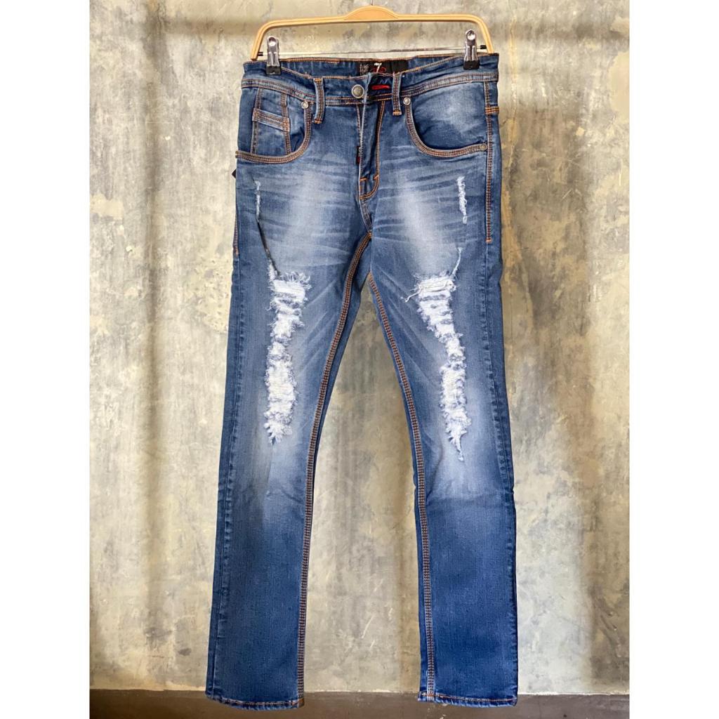 CELANA JEANS PANJANG RED SEVEN | LP STREET DENIM DESTROY | CELANA RIPPED JEANS PRIA DISTRO CLOTHING 