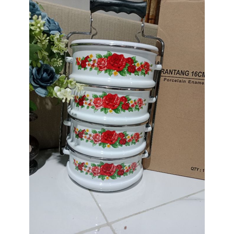 Food Carrier Rantang Enamel, Panda Susun 4