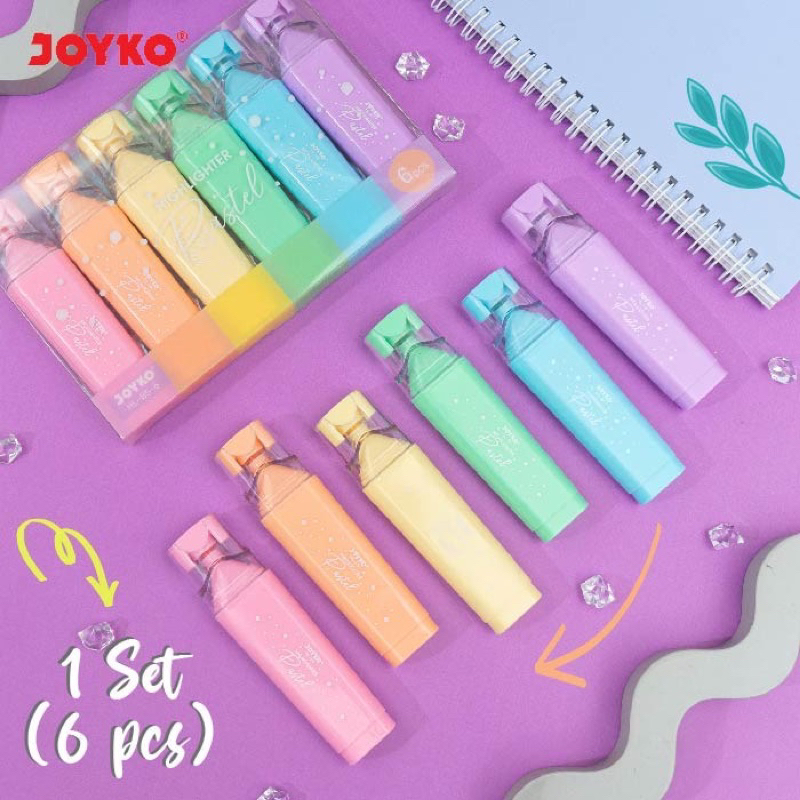 

NEW Highlighter Joyko HL-85-6 ( 1 Set isi 6 Biji ) / Stabilo Joyko Pastel / Stabilo Cantik