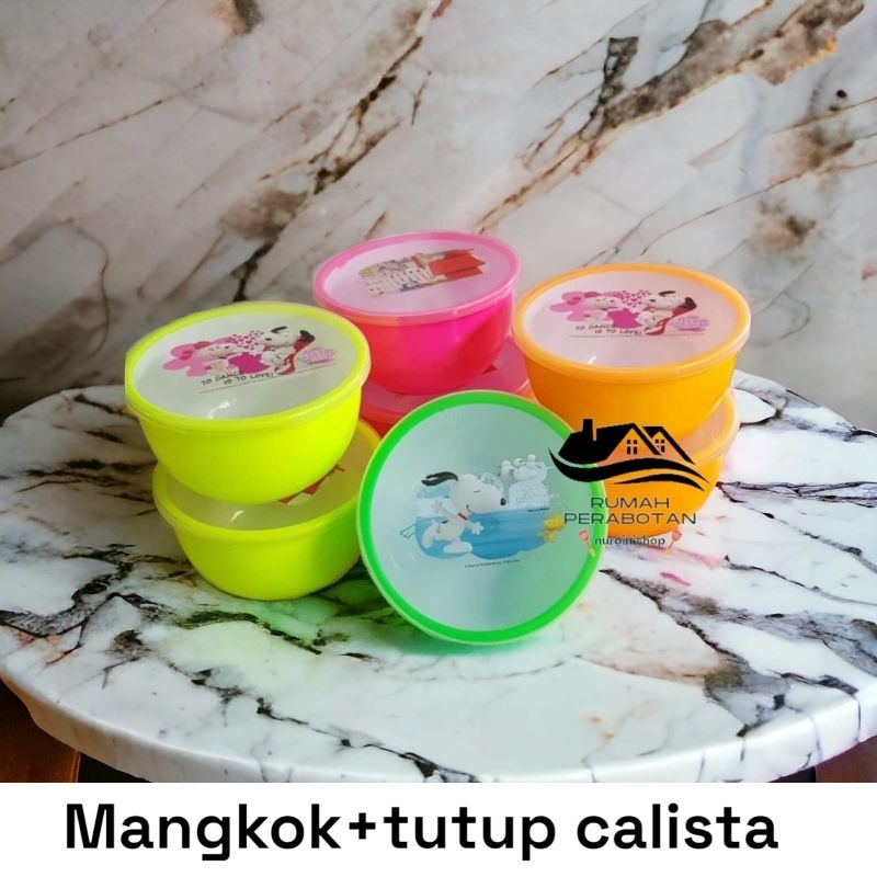 mangkok Calista plus tutup Mangkok plastik bulat