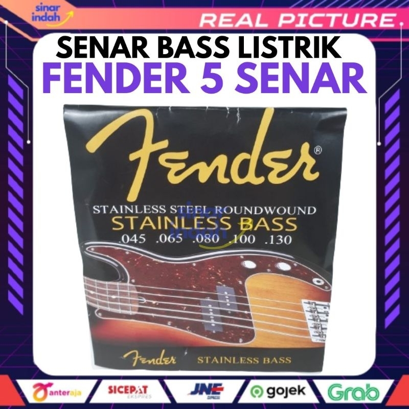 String Senar Gitar BASS LISTRIK 5 Tali Gitar Set FENDER STAINLESS STEEL