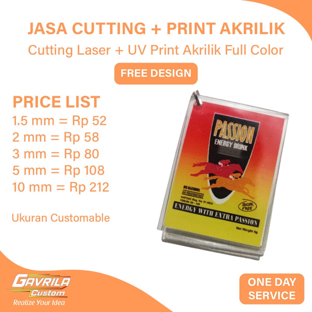 

Acrylic Akrilik Custom Print UV Full Color Cetak Akrilik Transparan