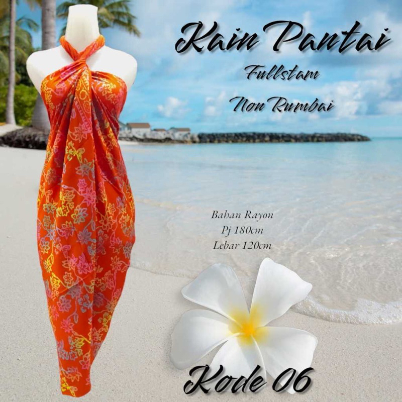 Stem Kain Pantai Bali Tebal Jumbo Motif -Kain Pantai Bali Motif-Rayon Bali Adem