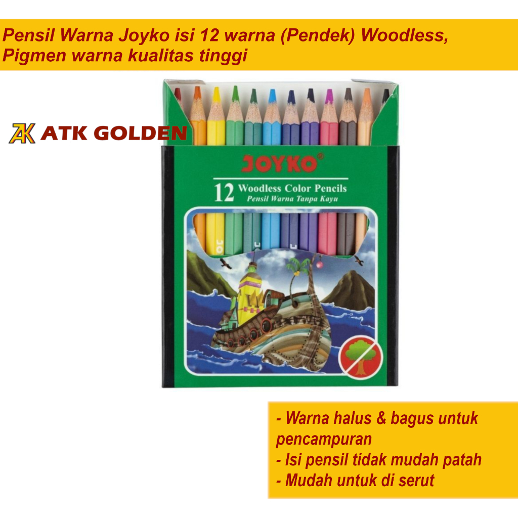 

Pensil Warna Pendek 12warna Joyko
