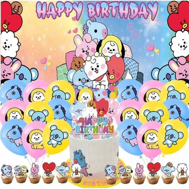 BT 21 Paket perlengkapan dekorasi pesta ulang tahun BT 21 birthday decoration perlengkapan ultah ana