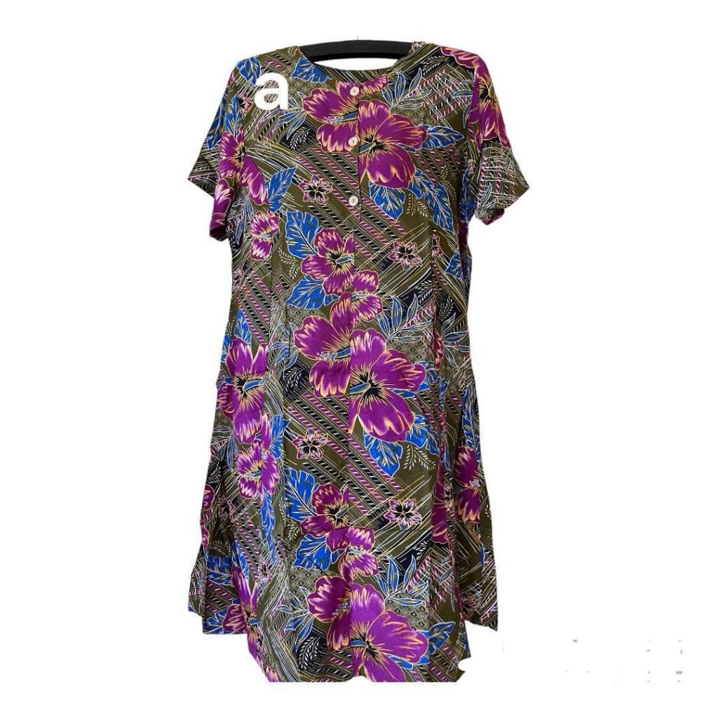 Daster pendek batik kencana ungu label biru model simanis - daster simanis kencana ungu