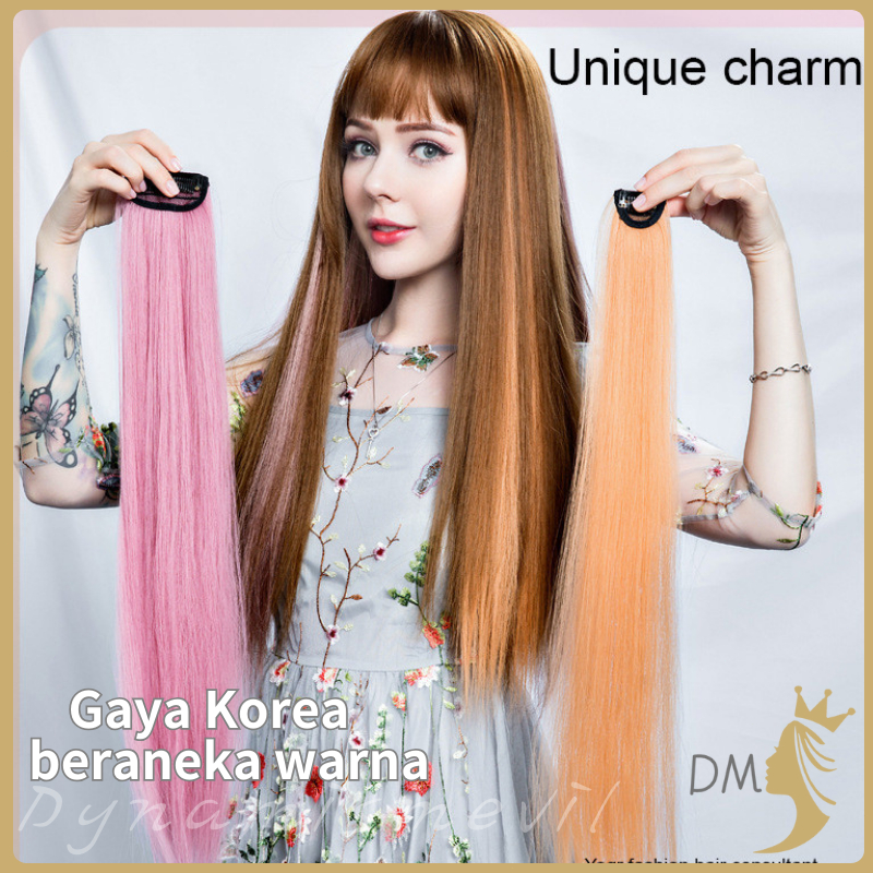 Wig Sorot Ekstensi Rambut Mulus Wig Rambut Warna-warni Rambut Panjang Wanita