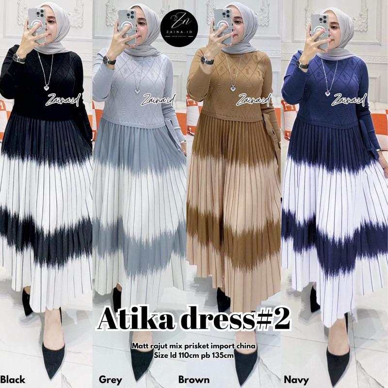 RESTOCK Atika Dress Plisket Zara Women| BEST SELLER | Allsize | Mat. Rajut Mix Prisket Import China 
