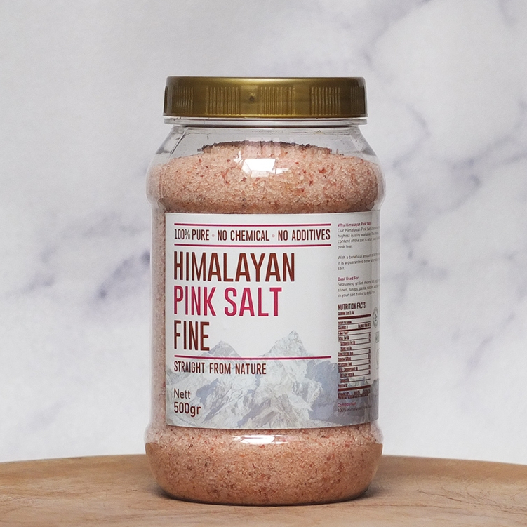 

Mezzaluna Himalayan Pink Salt Fine Grind 500gr Garam Himalaya
