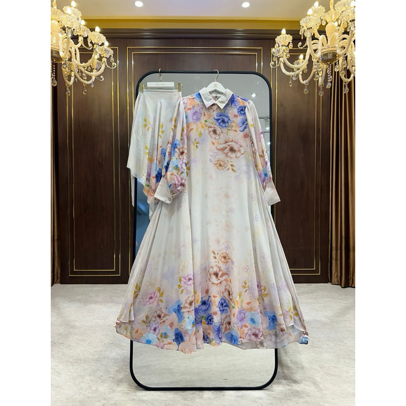 Dress Flower Putih Plus Hijab Shellasaukia