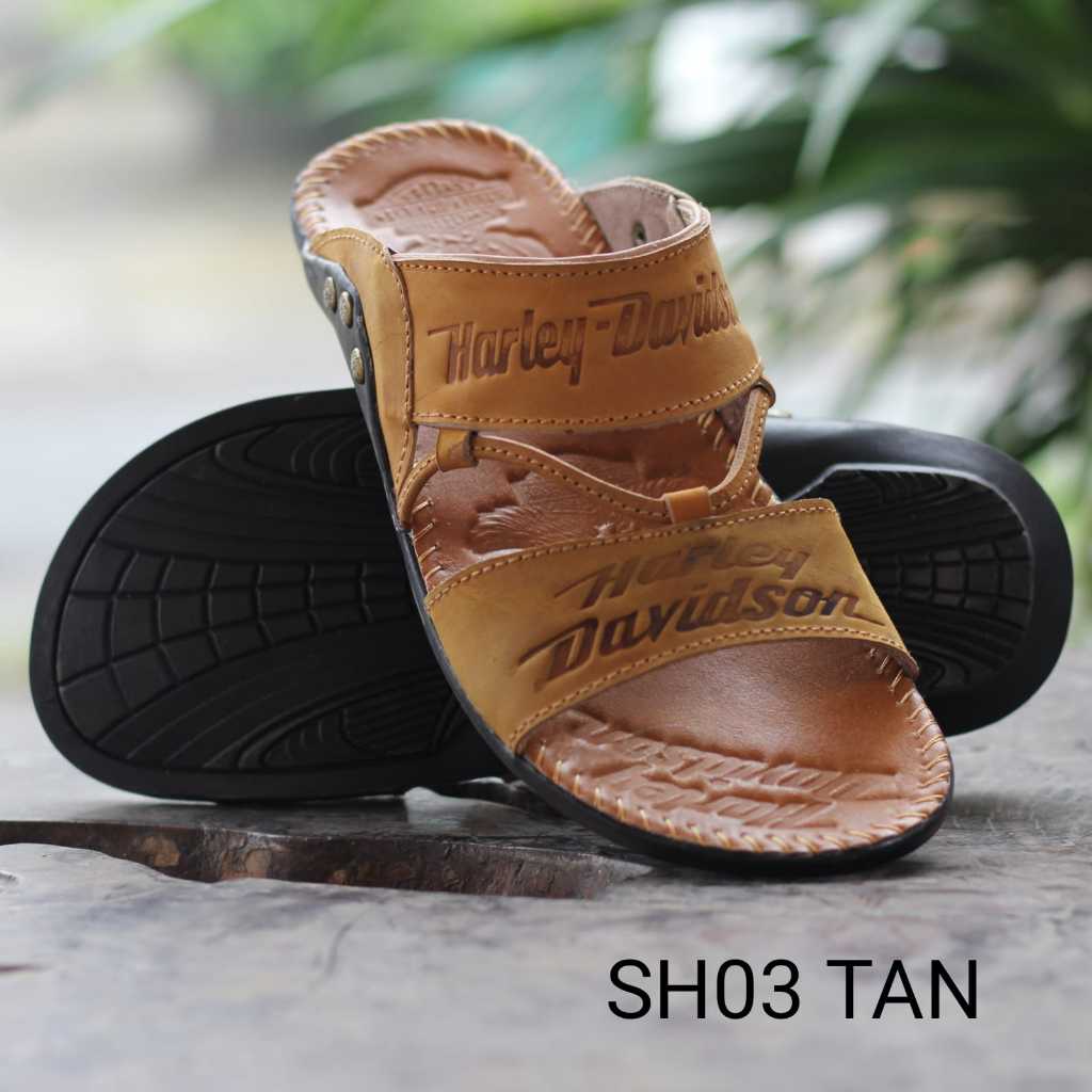 Sendal kulit Pria harley davidson sandal kulit sapi asli 100%