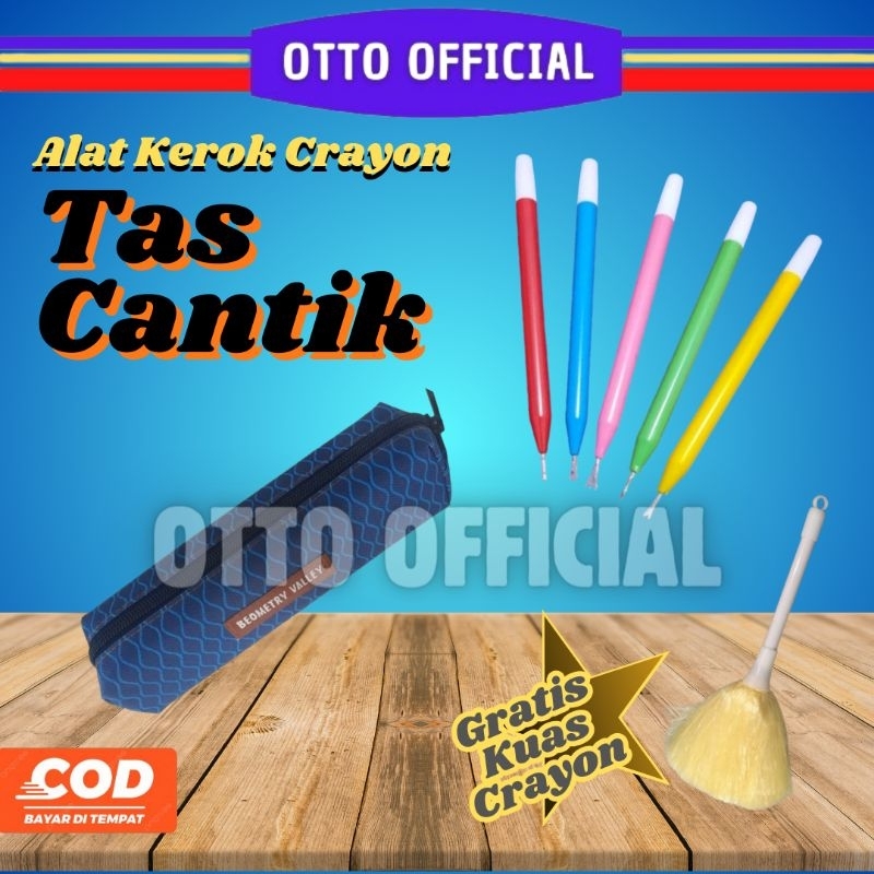 

alat kerok crayon kemasan tas cantik isi 5 alat gores krayon alat kerik crayon