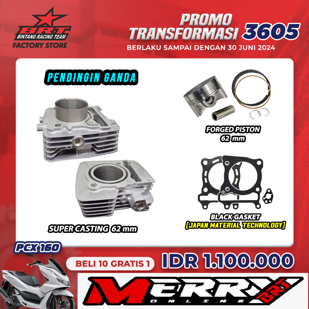 Paket Bore Up BRT Blok Casting Double Cooler Honda Vario 160 / PCX 160