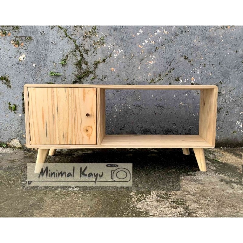 Meja Rak bufet TV minimalis full kayu pinus ex palet 90x28x48cm