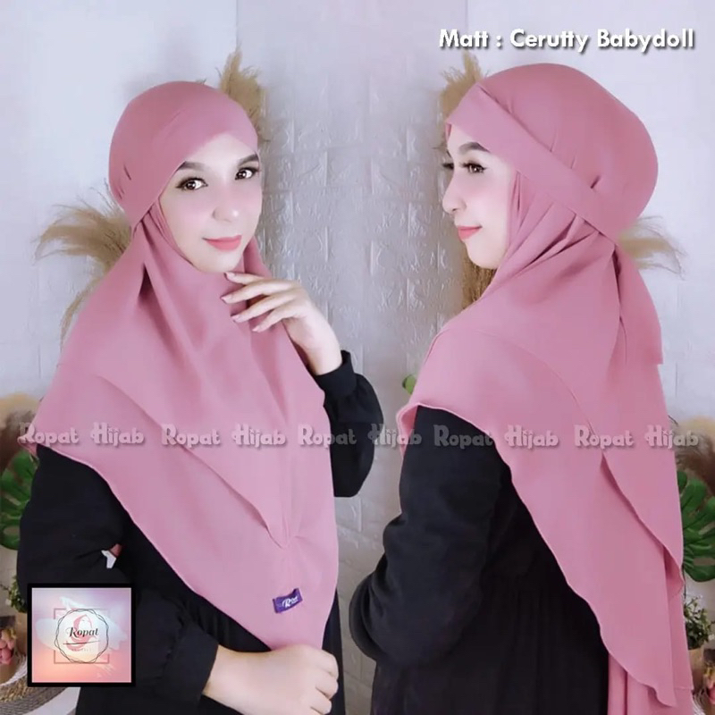 𝗥𝗼𝗽𝗮𝘁 - Bergo Tali 2 Layer Jumbo| ceruty babydoll | Ropat-Syakinah