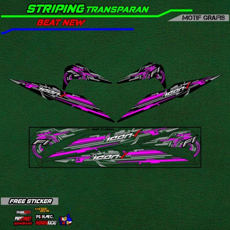 striping stiker transparan beat new esp icon / striping beat new esp transparan icon