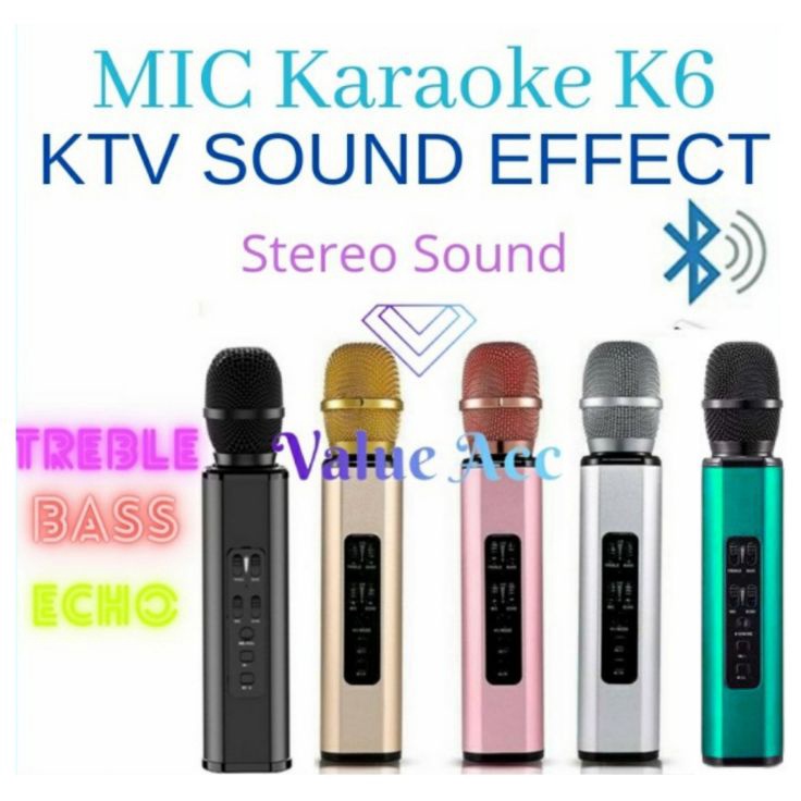 Mic K6 Mic Wireless Bluetooth Karaoke Player K6 Microphone Speaker KTV Efek t Produk Premium Super P