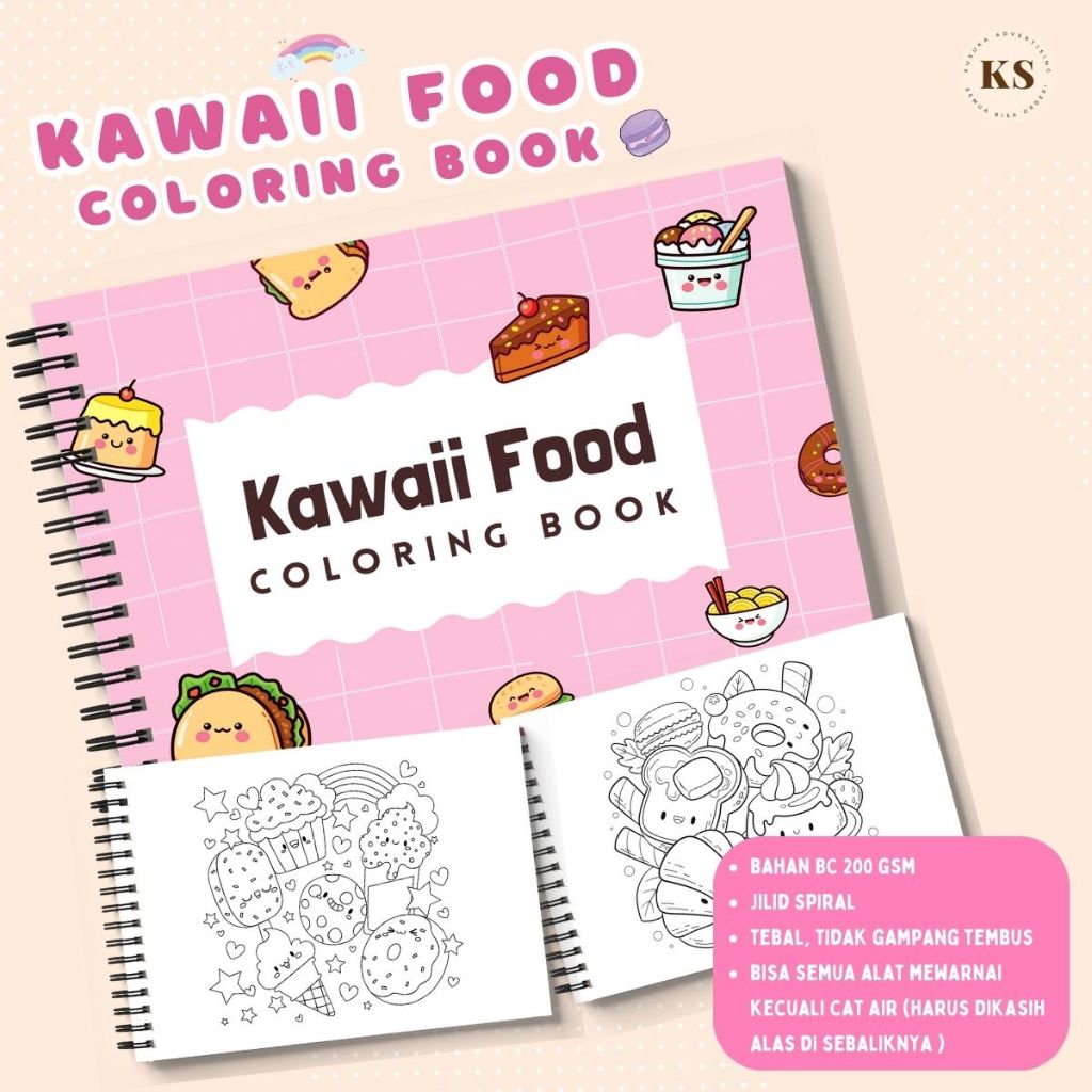 

Kawaii Food Cozy Coloring Book Relaxing Activity Buku Mewarnai Remaja Dewasa Aesthetic Kertas Tebal