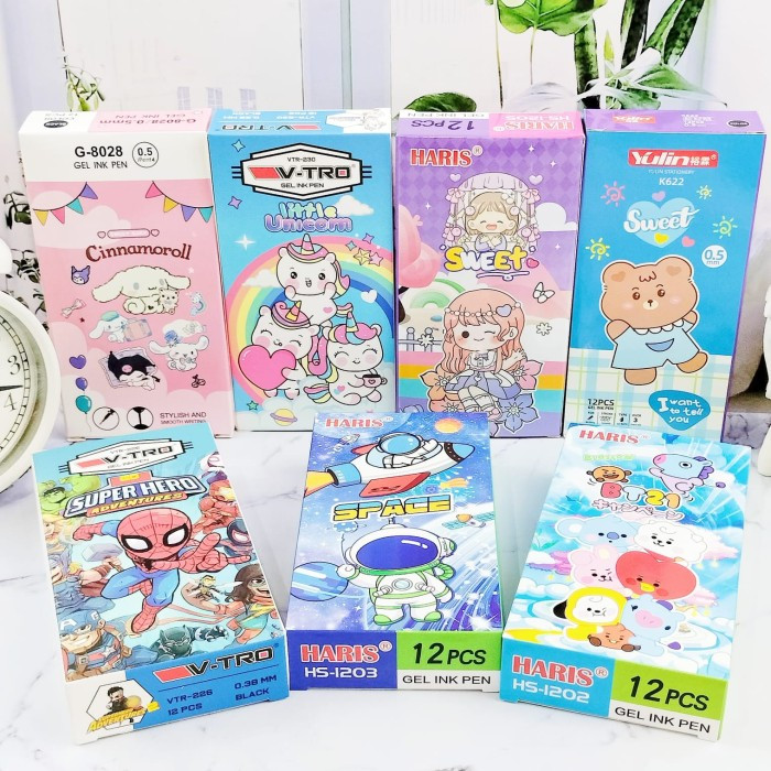 

BOLPEN GEL V-TRO/GEL INK PEN/PULPEN V-TRO HITAM/PENA GEL KARAKTER