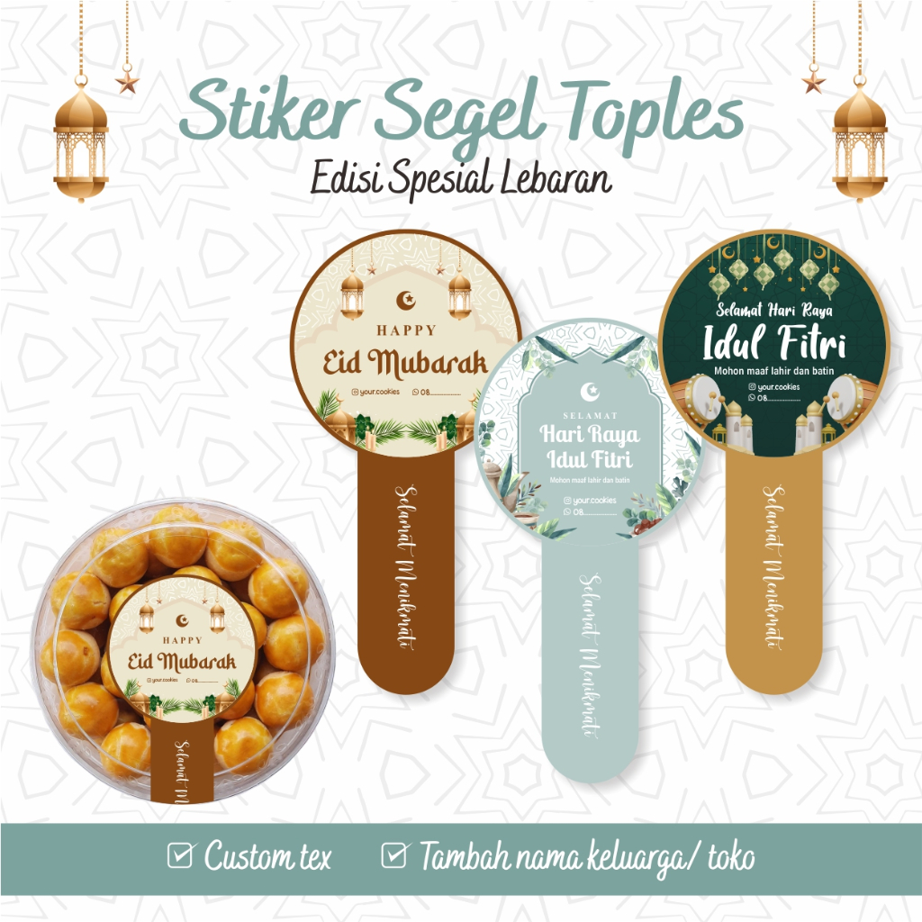 

Stiker Segel Toples Lebaran Custom / STIKER BUNTUT / STIKER LIDAH / STIKER HAMPERS / STIKER TOPLES LEBARAN / IDUL FITRI