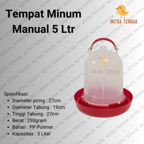 Tempat Minum Ayam Manual 5 Liter Termurah / Galon Ayam / Tempat Minum DOC / Chicken Drinking / Tempa
