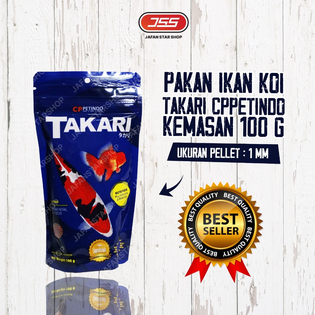Makanan Ikan Hias TAKARI 1mm Mas Koi, Louhan, Cupang, Manfish dll (100gr)
