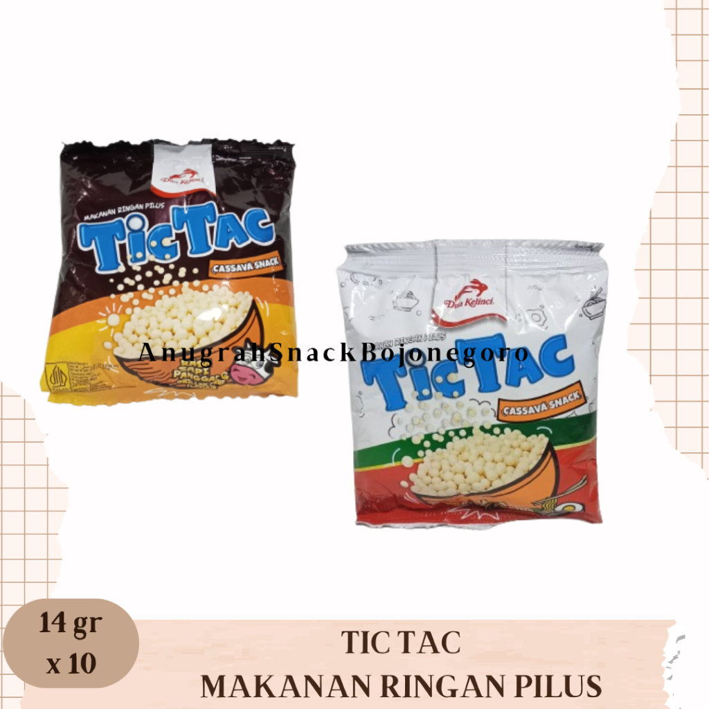 

Tic Tac Makanan Ringan Pilus Renceng 14gr x 10 (Sapi Panggang / Mi Goreng)