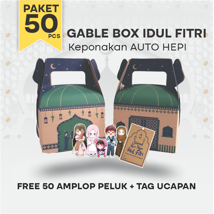 

Gable Box Lebaran Ponakan 50pcs / Box Hampers Idul Fitri / Parcel Hari Raya (Paket 50pcs)