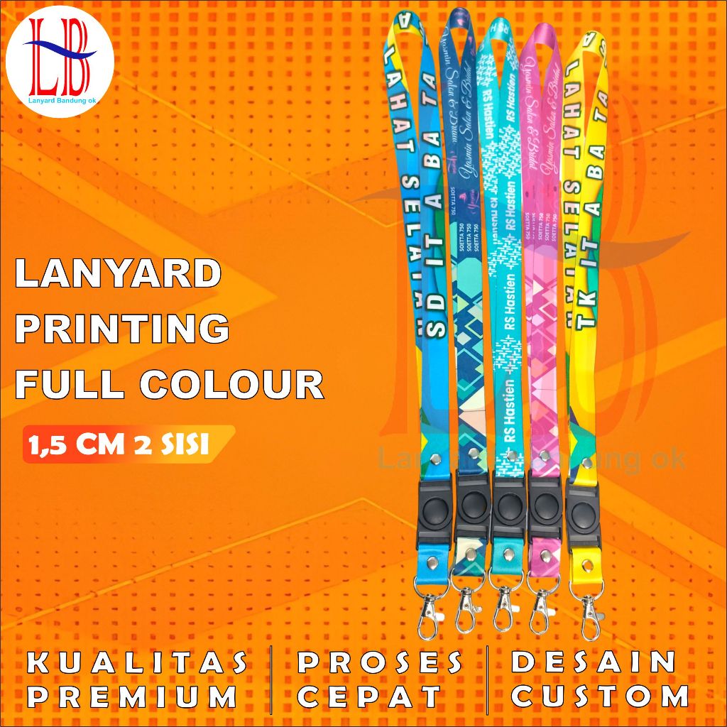 

lanyard custom desain1,5 cm tali id card printing sublim full color tali lanyard sublim gantungan desain bebas