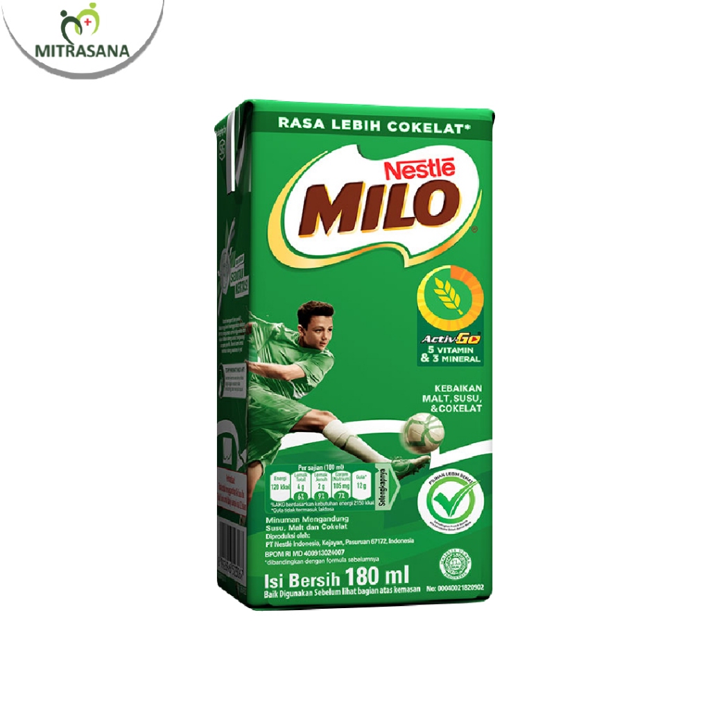 

Milo Activ-Go UHT 180ml - minuman cokelat berenergi dalam kemasan karton kotak