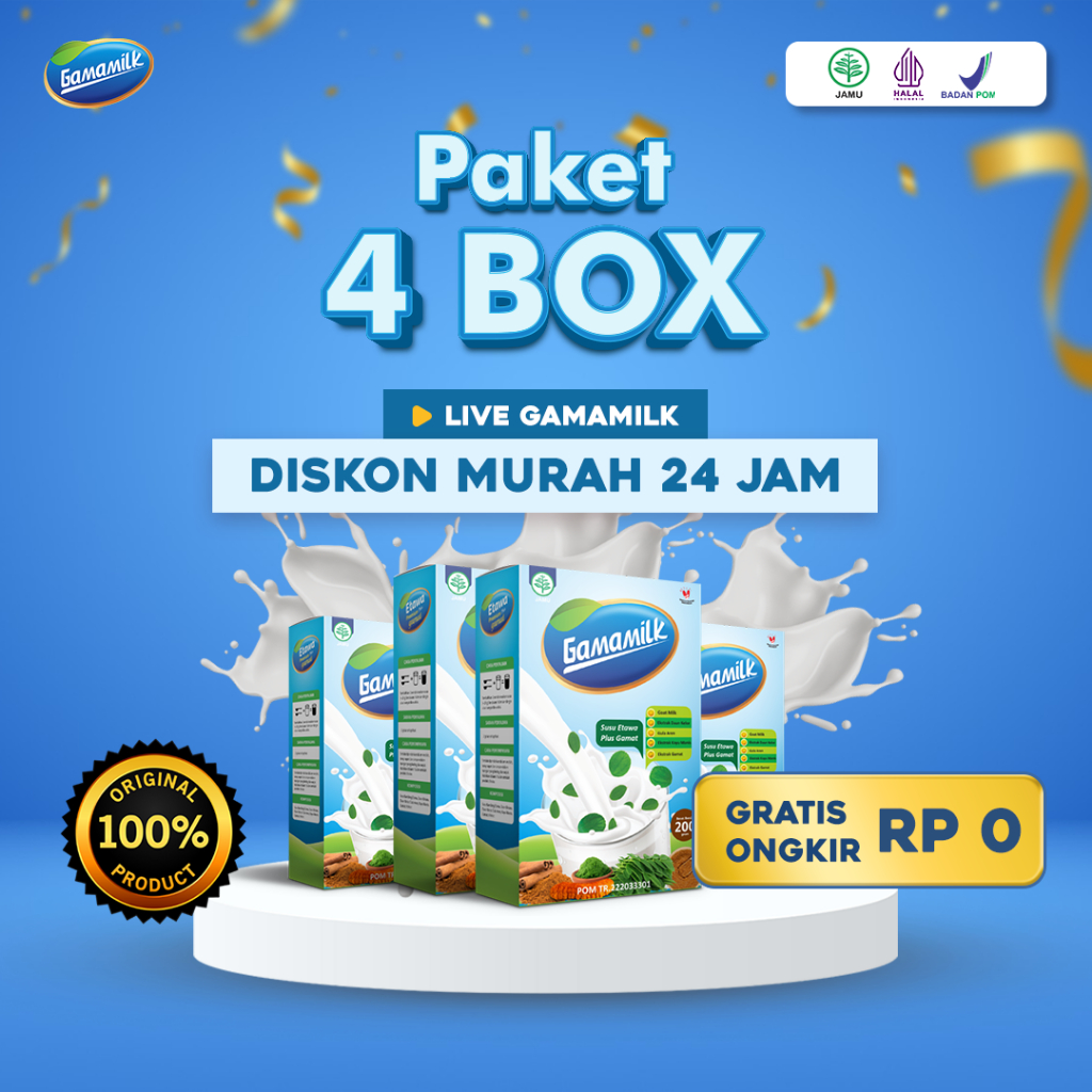 

(4 BOX) GAMAMILK - Susu Etawa Rekomendasi Herbal Medik Untuk Atasi Nyeri Sendi, Rematik, Asam Urat, Asam Lambung dan Sesak Napas