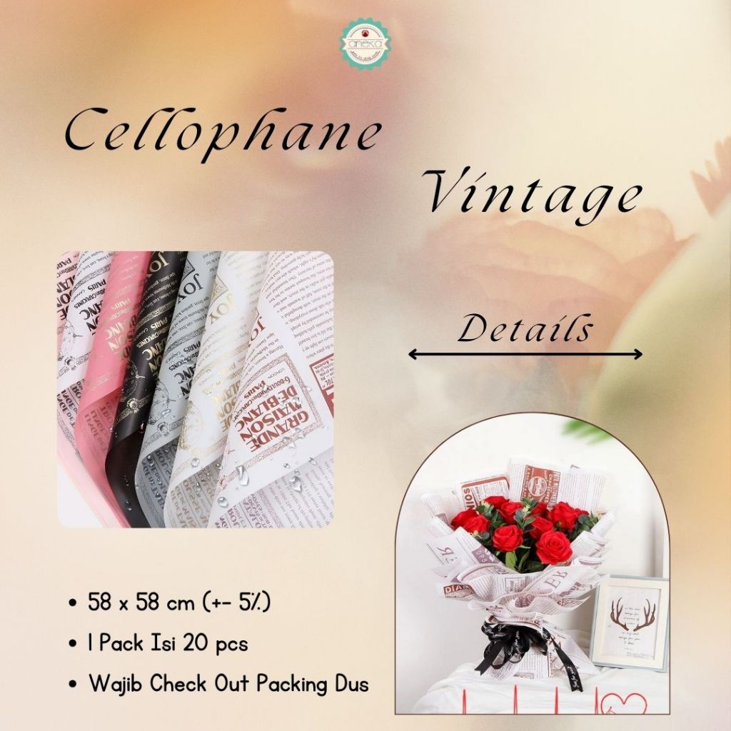 

RB ANEKA - [ 20 Lembar ] Kertas Cellophane Vintage / Buket Bunga [ Vintage ] Flower Wrapping Paper