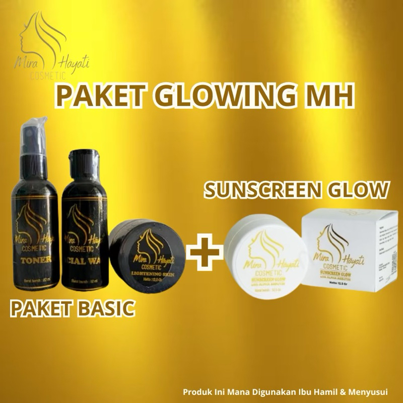 paket mh kosmetik plua sunscreen / paket basic mh plus sunscreen / paket glowing mh / mh kosmetik or