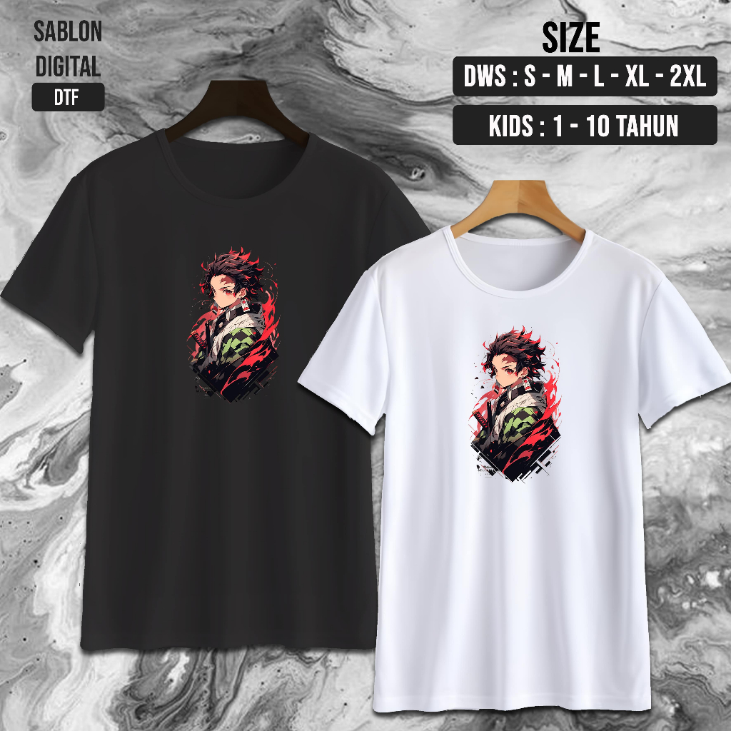 NW0285 Kaos ANIME TANJIRO KAMADO / TSHIRT TANJIRO KAMADO / kaos ANIME COUPLE / Baju Kaos Oblong / Ba