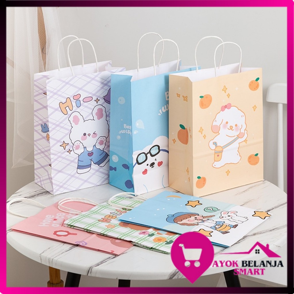 

ABS Paperbag Karakter Kartun Beruang Lucu Goodie Bag Motif Rabbit & Bear Tas Jinjing Serbaguna Bingkisan Hadiah Hampers Ulang Tahun Anak Kotak Souvenir Kantong Tentengan Bingkisan Paper Bag Kertas Mini Lucu Aesthetic