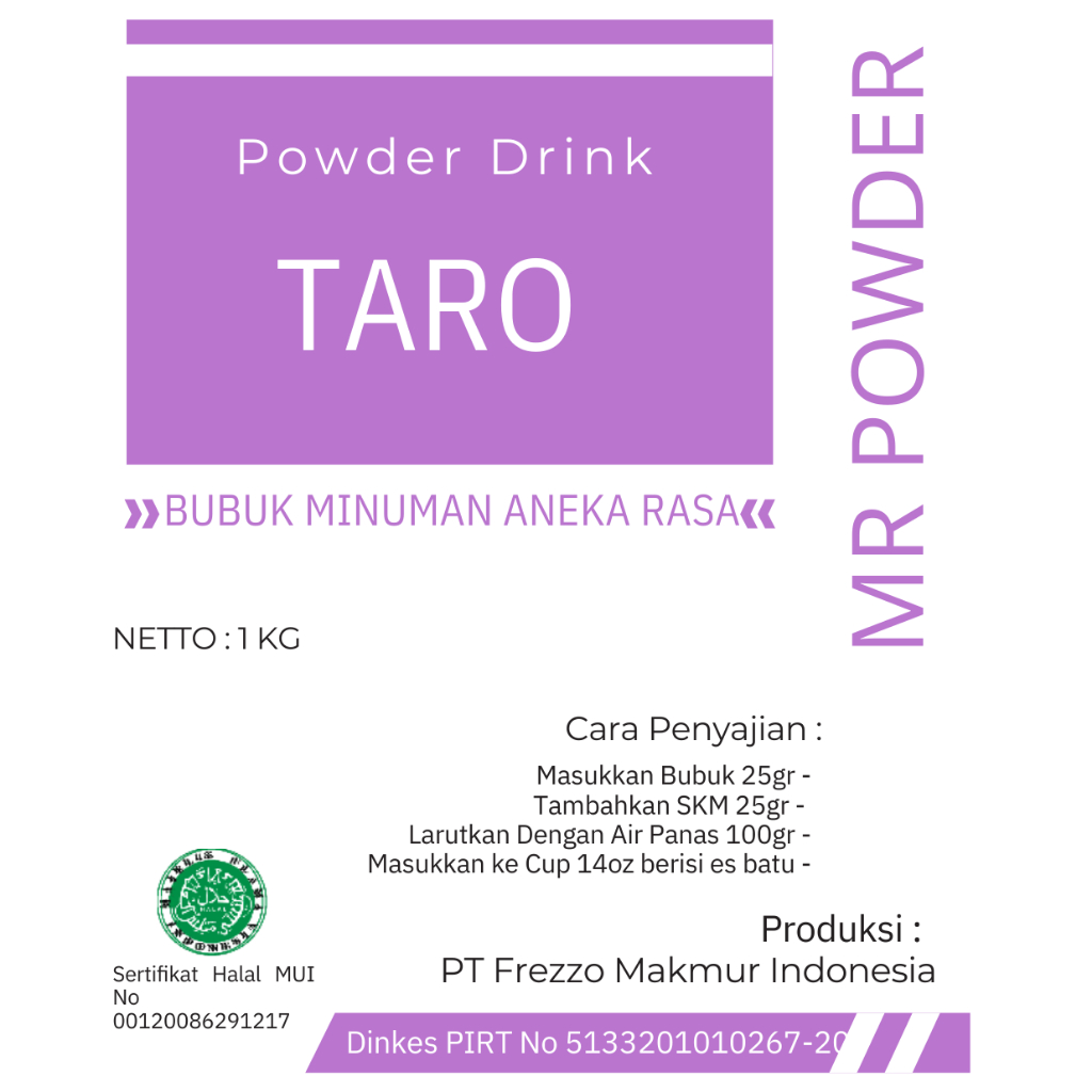 

MR POWDER - BUBUK MINUMAN PREMIUM 1 KG RASA TARO- bubuk minuman rasa serbuk minuman rasa bubuk minuman boba serbuk minuman boba KEKINIAN