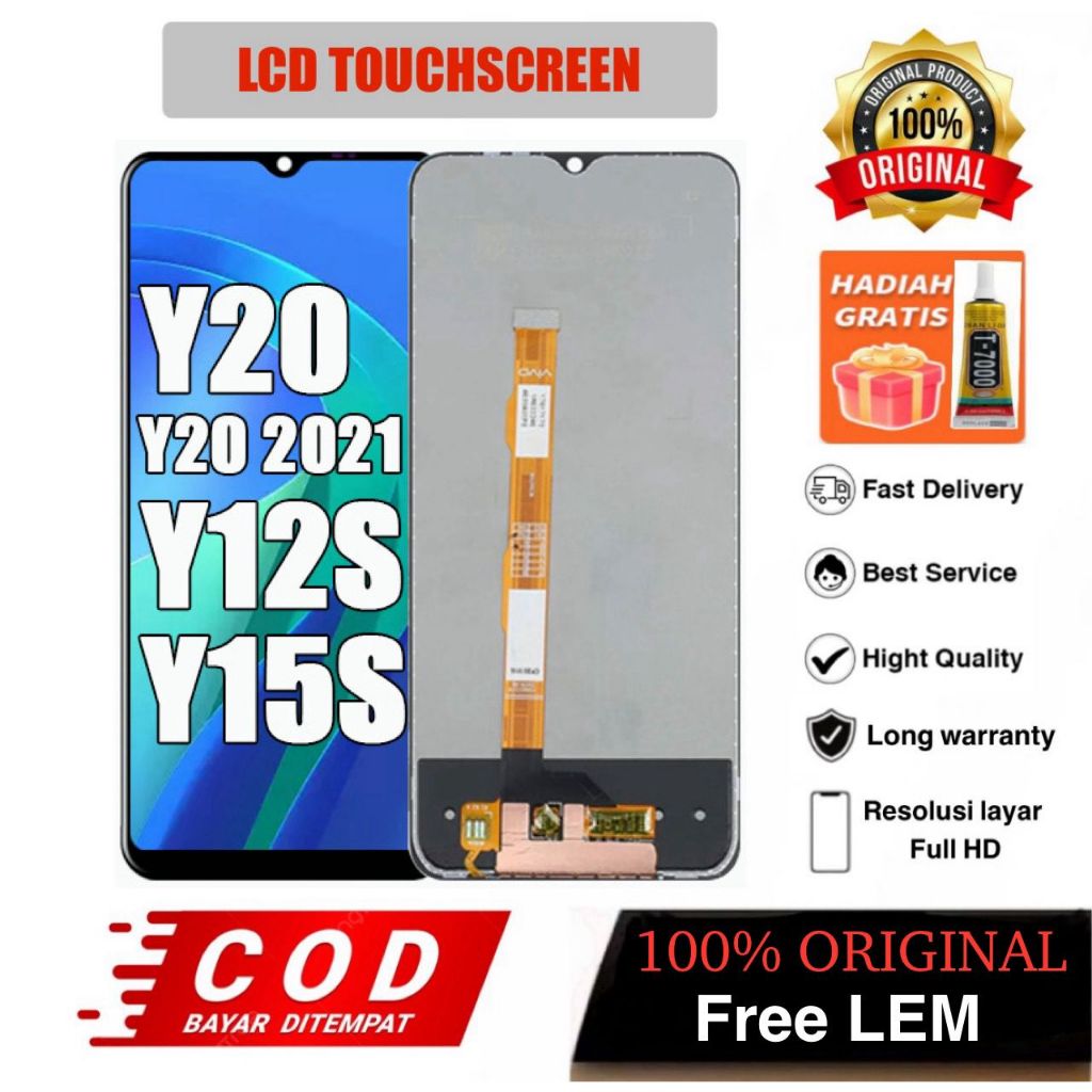 LCD TOUCHSCREEN OPPO Y20/Y20 2021/Y12S/Y15S FULLSET ORIGINAL + LEM