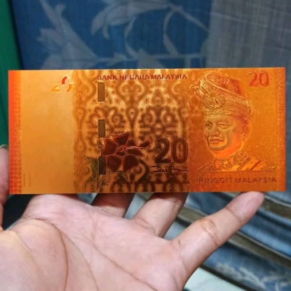 souvenir gold foil 20 ringgit Malaysia replika