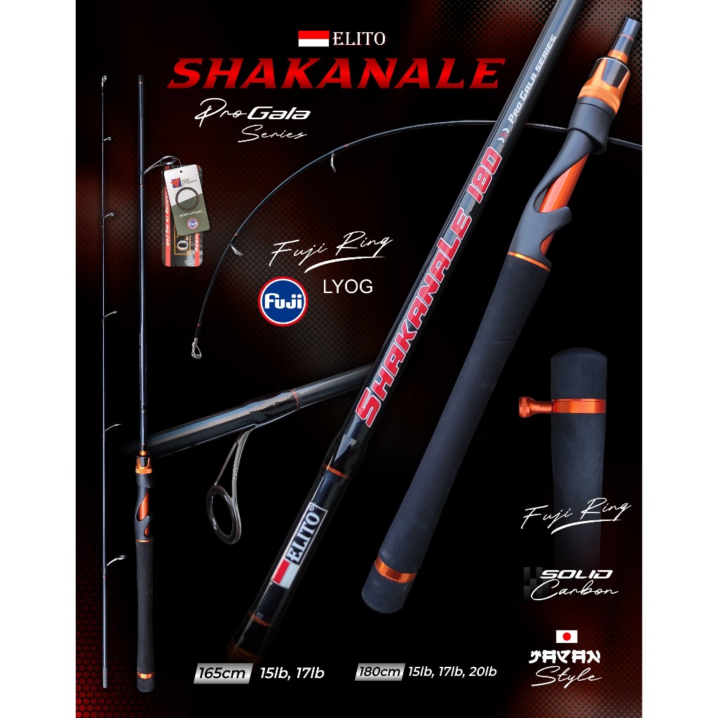 Joran Pancing Elito SHAKANALE Pro Gala Ukuran 165CM-180CM Bahan Carbon Solid Marit Full Fuji