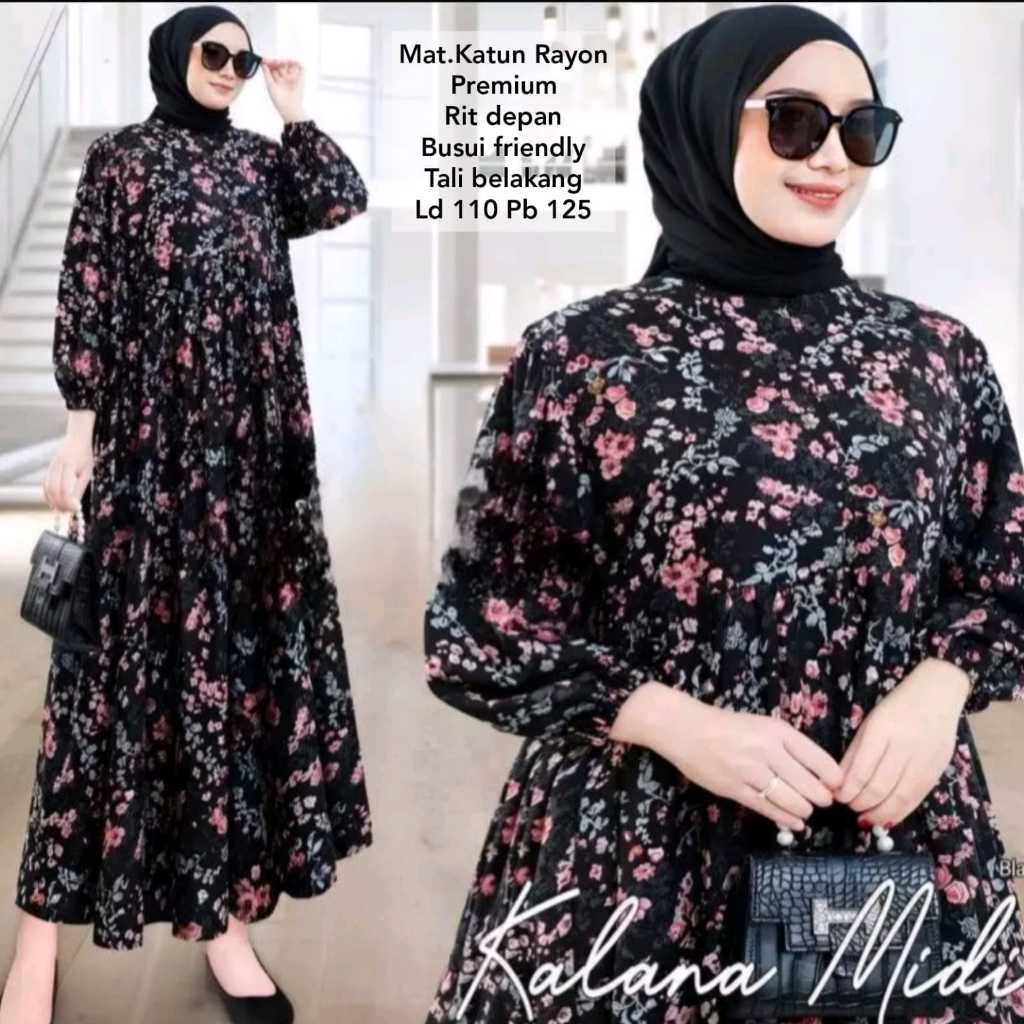 KELANA MIDI WANITA MUSLIMAH GAMIS BUNGA