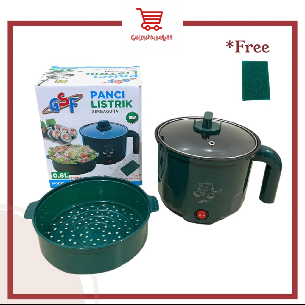 Panci Elektrik Kukus Plus Goreng Travel Multifungsi Alat Masak 18cm 4718 / Panci Listrik Teflon Anti