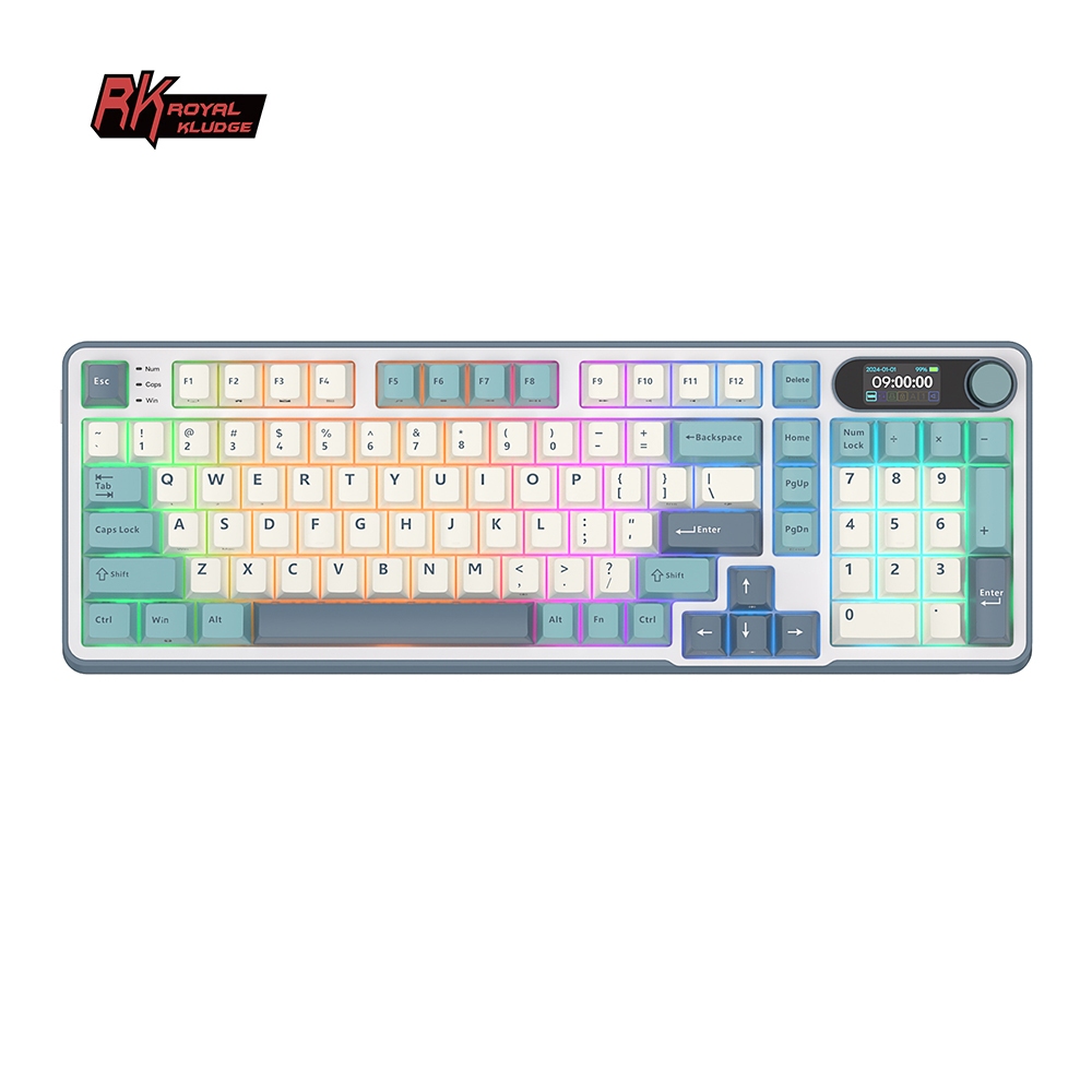 Royal Kludge RK S98 White Blue Light Could 98 Key Tri-Mode Gaming Keyboard