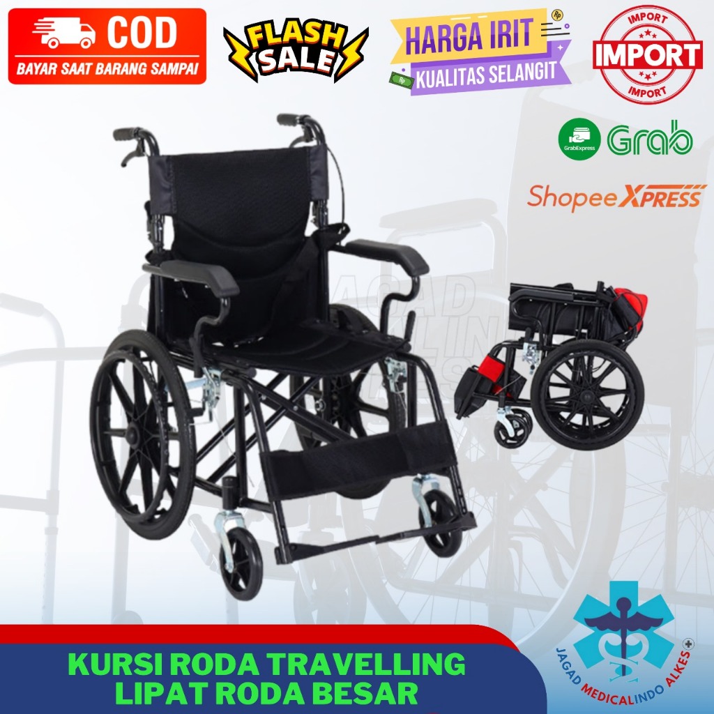 Kursi Roda Travelling Lipat Medis Umroh Roda Besar Import