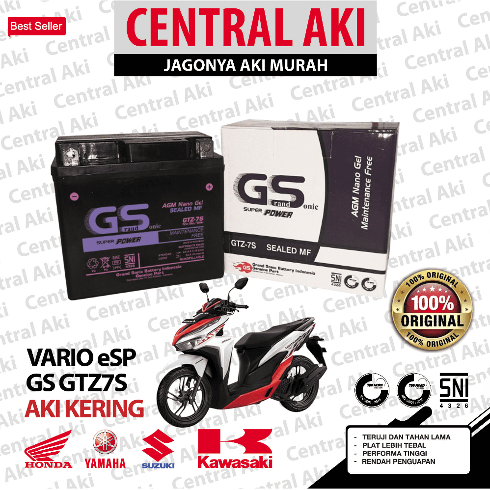 Aki Motor Honda VARIO 125/150 GTZ7S Accu Kering MF