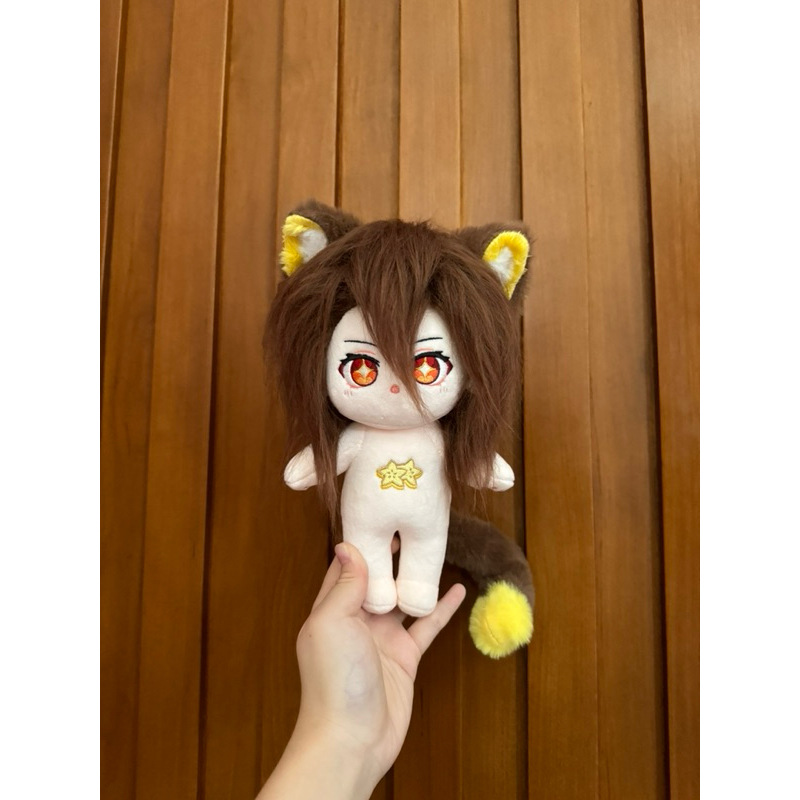 Hutao Cat Cotton Doll 20 cm Long Hair (+cat ears & tail) Genshin Impact Plush Boneka Anime