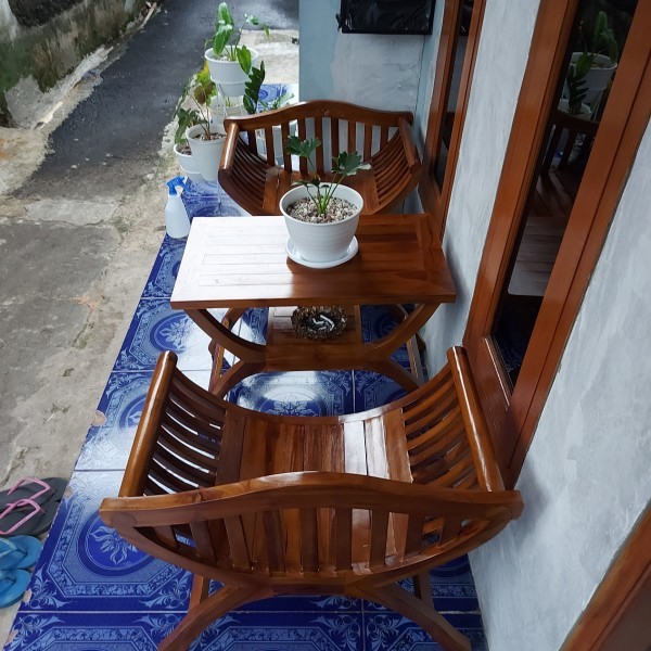 Kursi Teras Cantil Kayu Jati Perhutani | Set Meja Kursi Teras Depan Rumah