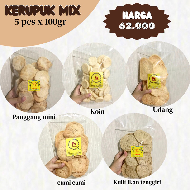 

PAKET MIX KERUPUK PREMIUM (PANGGANG MINI, KOIN, UDANG, CUMI, KULIT) KERUPUK PALEMBANG
